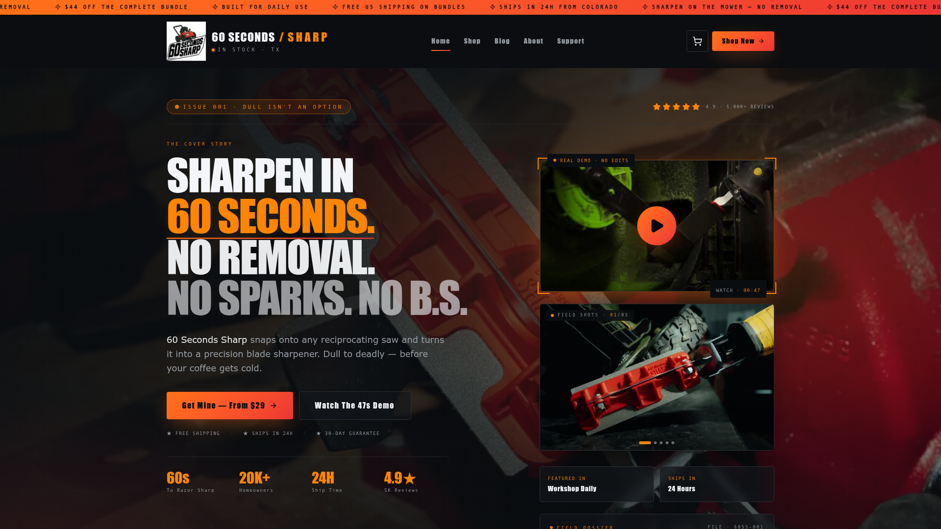 60SecondsSharp.com — Sharpen in 60 seconds. No removal.