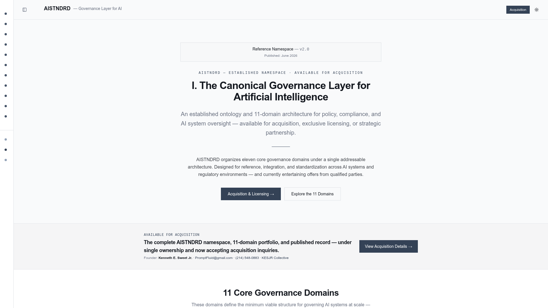 AISTNDRD.com — The canonical governance layer for artificial intelligence.