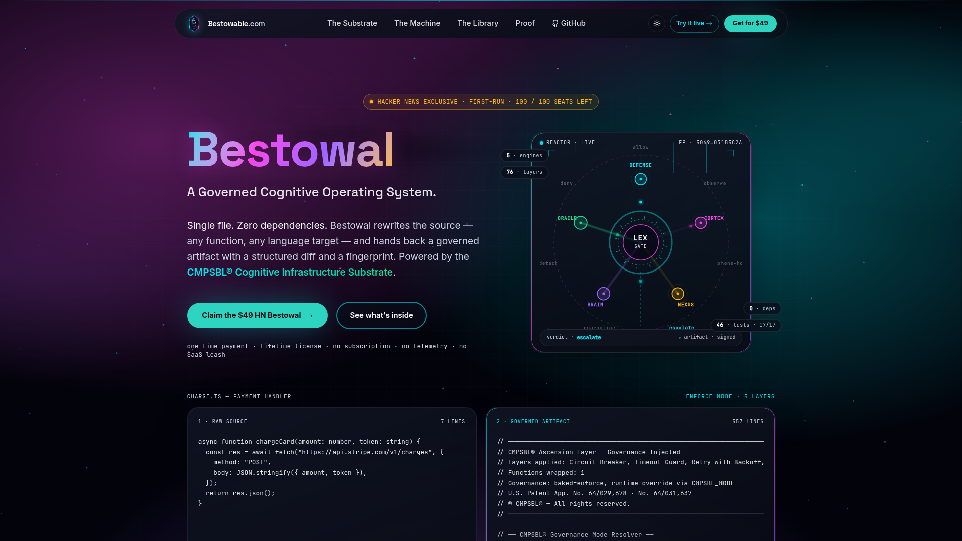Bestowable.com — Single file. Zero dependencies.